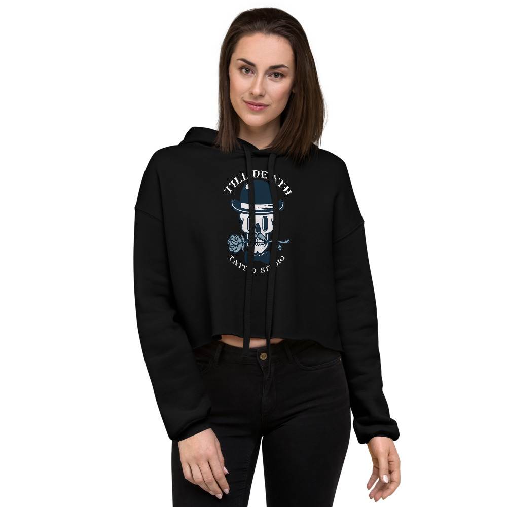 Till Death Tattoo Studio Crop Hoodie